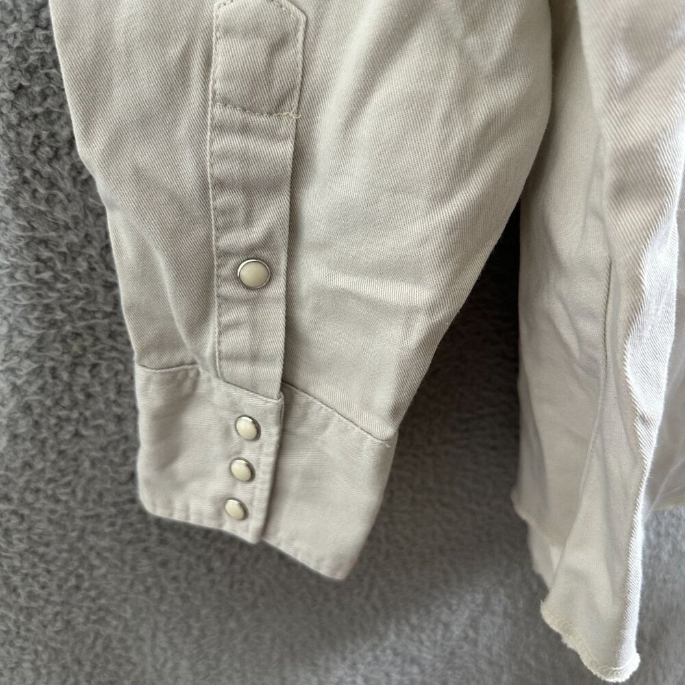 Wrangler Men XLT‎ Tall Western Pearl Snap Shirt Off White Cowboy Ranch Rodeo - Picture 7 of 11